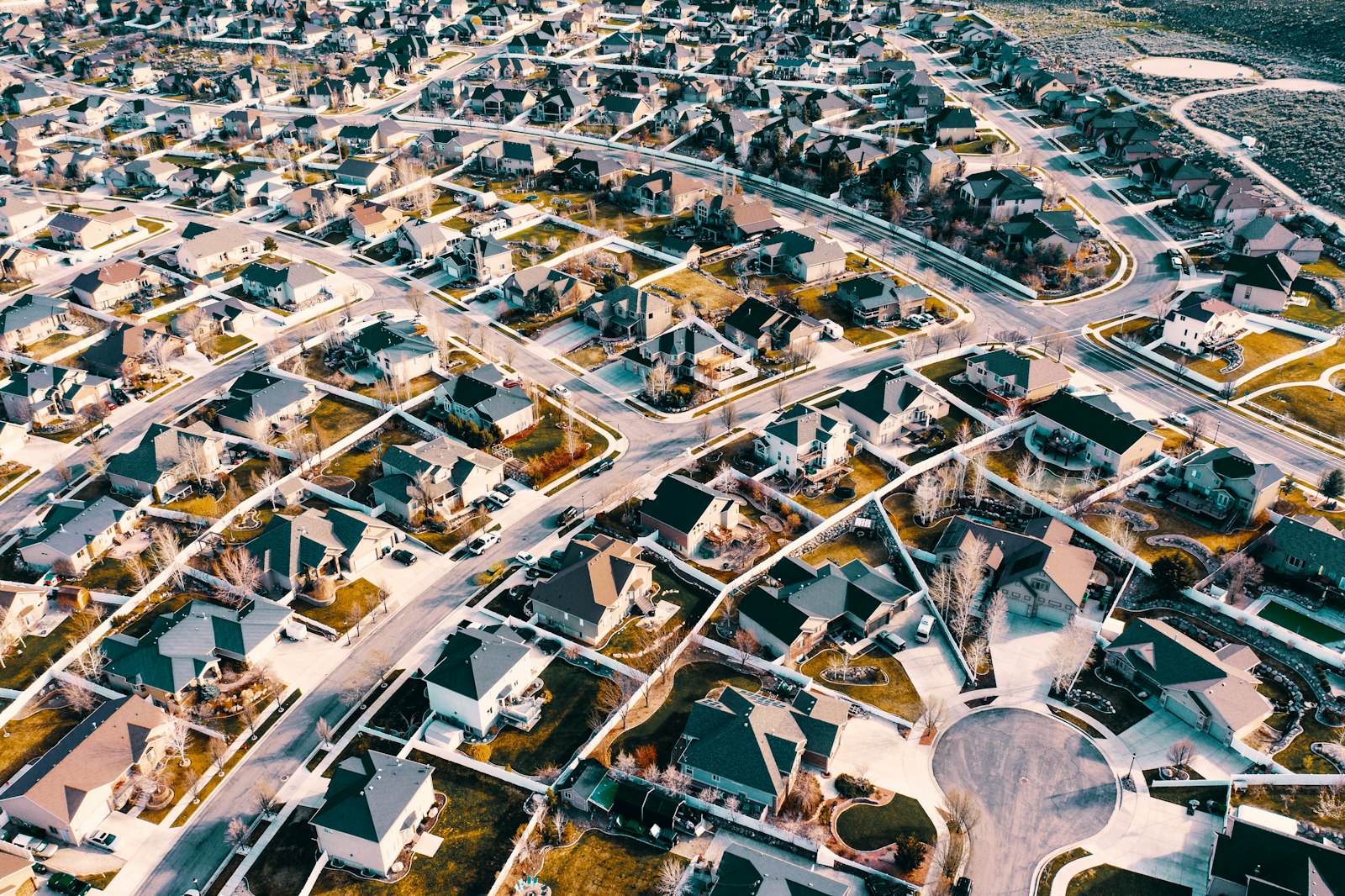Aerial view of a residential neighborhood in Herriman, Utah